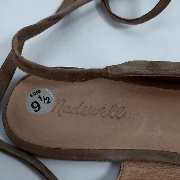 Madewell Women's April Ankle Wrap Flat Suede Leather Taupe Lace Up Flats Us9,5 - Picture 14 of 14